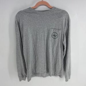 Vineyard Vines Gray long sleeve pocket shirt back whale logo mens small